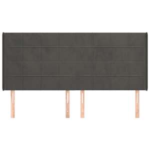 Čelo postele typu ušák tmavě šedé 183x16x118/128 cm samet - obrázek 3