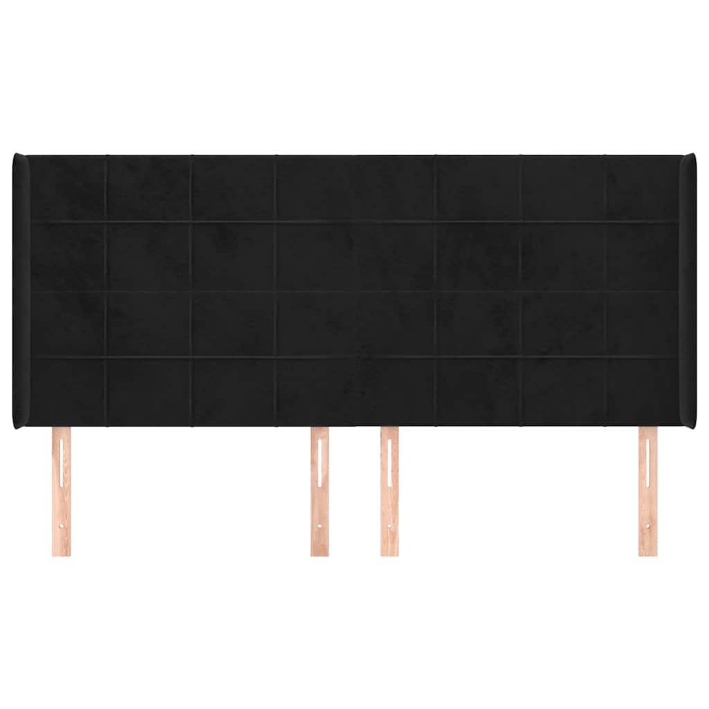 vidaXL Hoofdbord met randen 183x16x118/128 cm fluweel zwart, foto 2