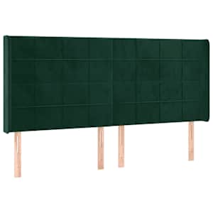 Čelo postele typu ušák tmavě zelená 183x16x118/128 cm samet - obrázek 2