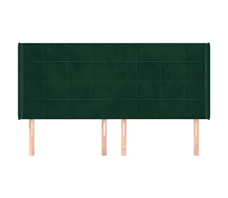 vidaXL T&ecirc;te de lit avec oreilles Vert fonc&eacute; 183x16x118/128 cm Velours