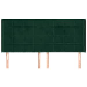 Čelo postele typu ušák tmavě zelená 183x16x118/128 cm samet - obrázek 3
