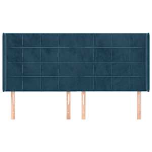 Čelo postele typu ušák tmavě modrá 183x16x118/128 cm samet - obrázek 3