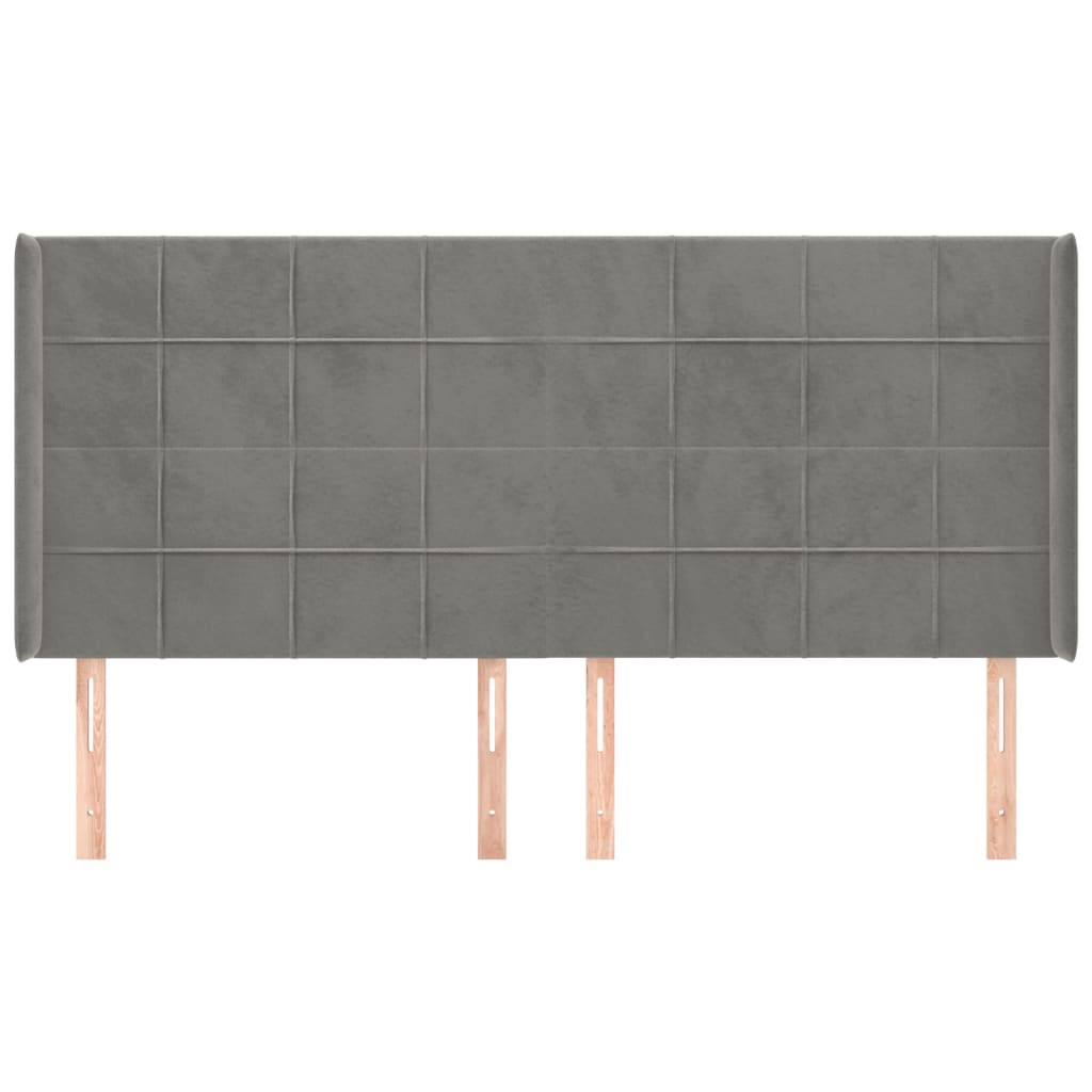 Thumbnail - vidaXL Kopfteil mit Ohren Hellgrau 203x16x118/128 cm Samt