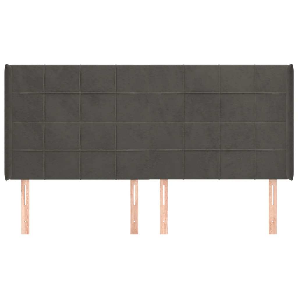 vidaXL Hoofdbord met randen 203x16x118/128 cm fluweel donkergrijs afbeelding