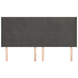 Čelo postele typu ušák tmavě šedé 203x16x118/128 cm samet - obrázek 3