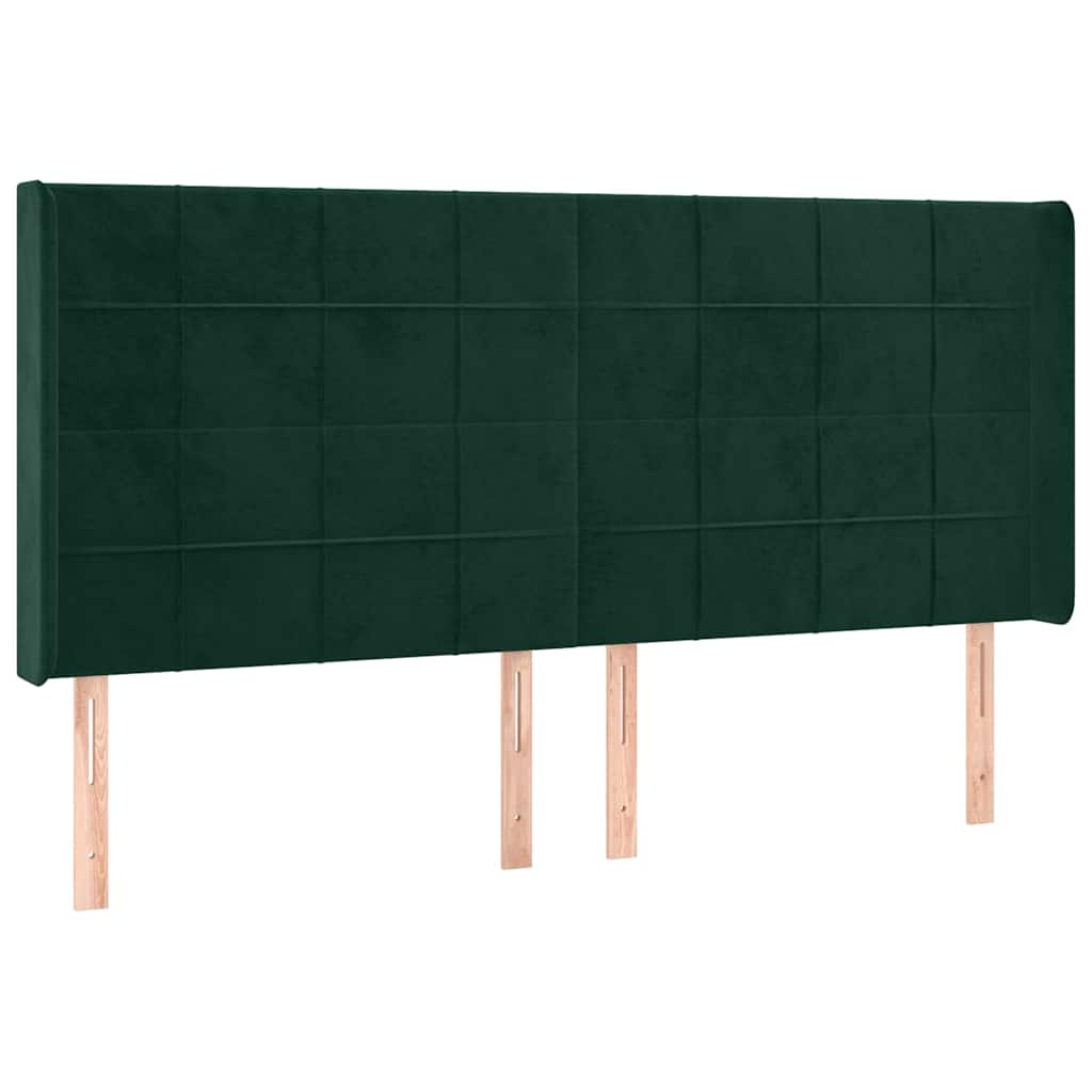 vidaXL Hoofdbord met randen 203x16x118/128 cm fluweel donkergroen groen, foto 3