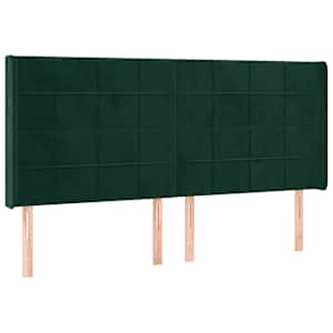 Čelo postele typu ušák tmavě zelená 203x16x118/128 cm samet - obrázek 2