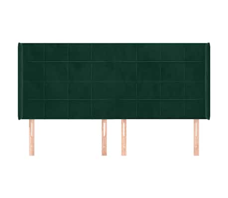 vidaXL Tăblie pat cu aripioare verde &icirc;nchis 203x16x118/128 cm catifea