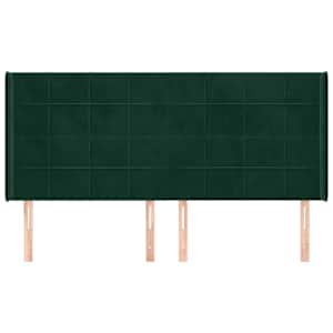 vidaXL Tăblie pat cu aripioare verde &icirc;nchis 203x16x118/128 cm catifea