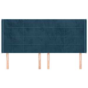 Čelo postele typu ušák tmavě modrá 203x16x118/128 cm samet - obrázek 3