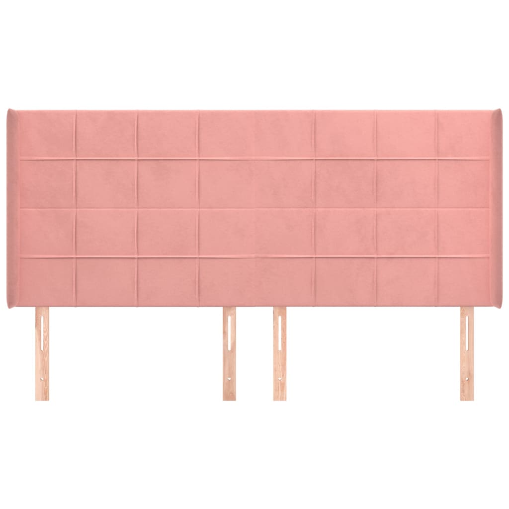 vidaXL Hoofdbord met randen 203x16x118/128 cm fluweel roze afbeelding
