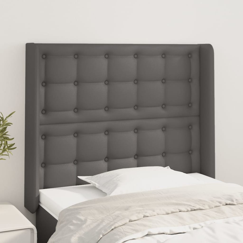vidaXL Tăblie de pat cu aripioare, gri , 83x16x118/128 cm, piele eco