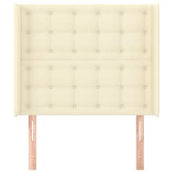 vidaXL sengegavl med kanter 93x16x118/128 cm kunstl&aelig;der cremefarvet