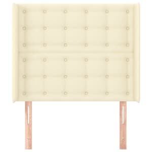 vidaXL Čelo postele typu u&scaron;&aacute;k kr&eacute;mov&eacute; 93x16x118/128 cm uměl&aacute; kůže