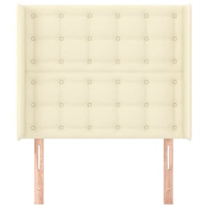 Čelo postele typu ušák krémové 103x16x118/128 cm umělá kůže - obrázek 3