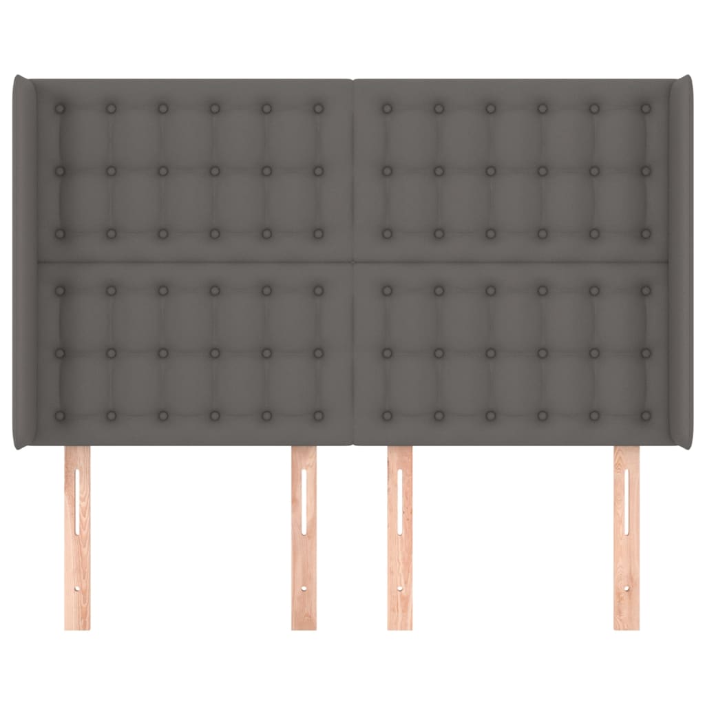 vidaXL Hoofdbord met randen 147x16x118/128 cm kunstleer grijs afbeelding