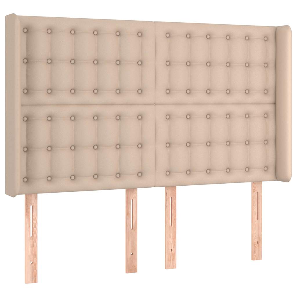 vidaXL Tăblie pat cu aripioare cappuccino 147x16x118/128 cm piele eco