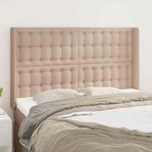 Vzglavje z ušesi kapučino 147x16x118/128 cm umetno usnje