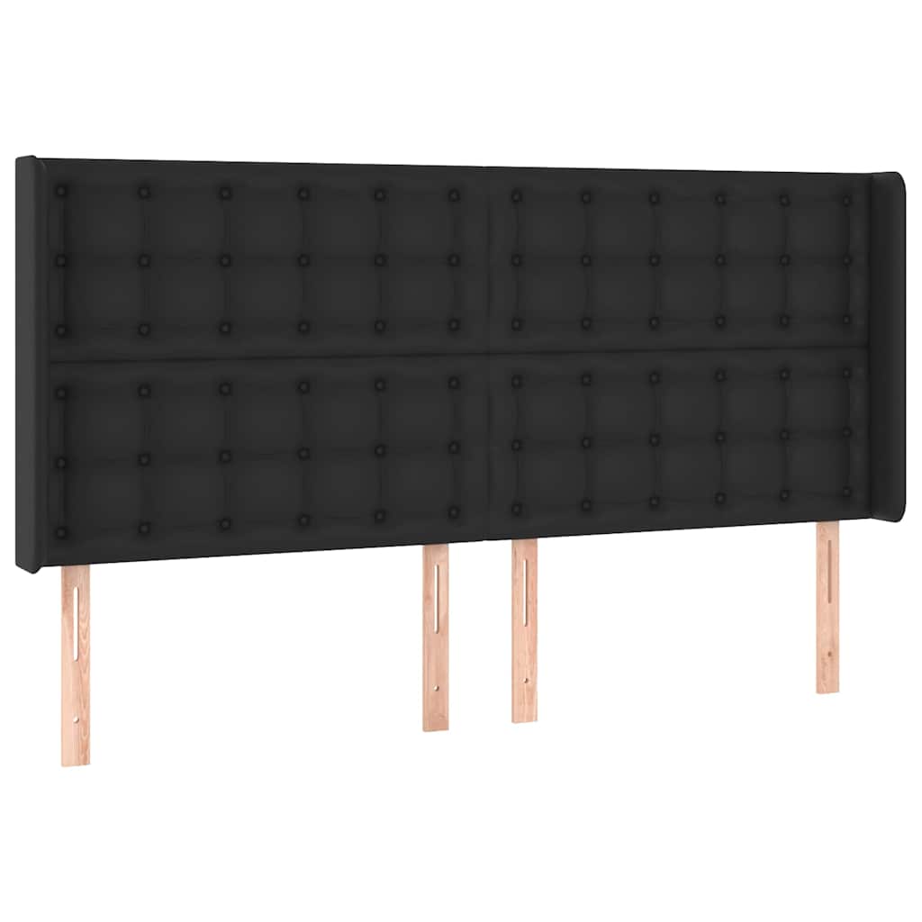 vidaXL Hoofdbord met randen 163x16x118/128 cm kunstleer zwart, foto 3
