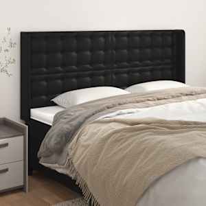 Čelo postele typu ušák černé 163x16x118/128 cm umělá kůže - obrázek 1