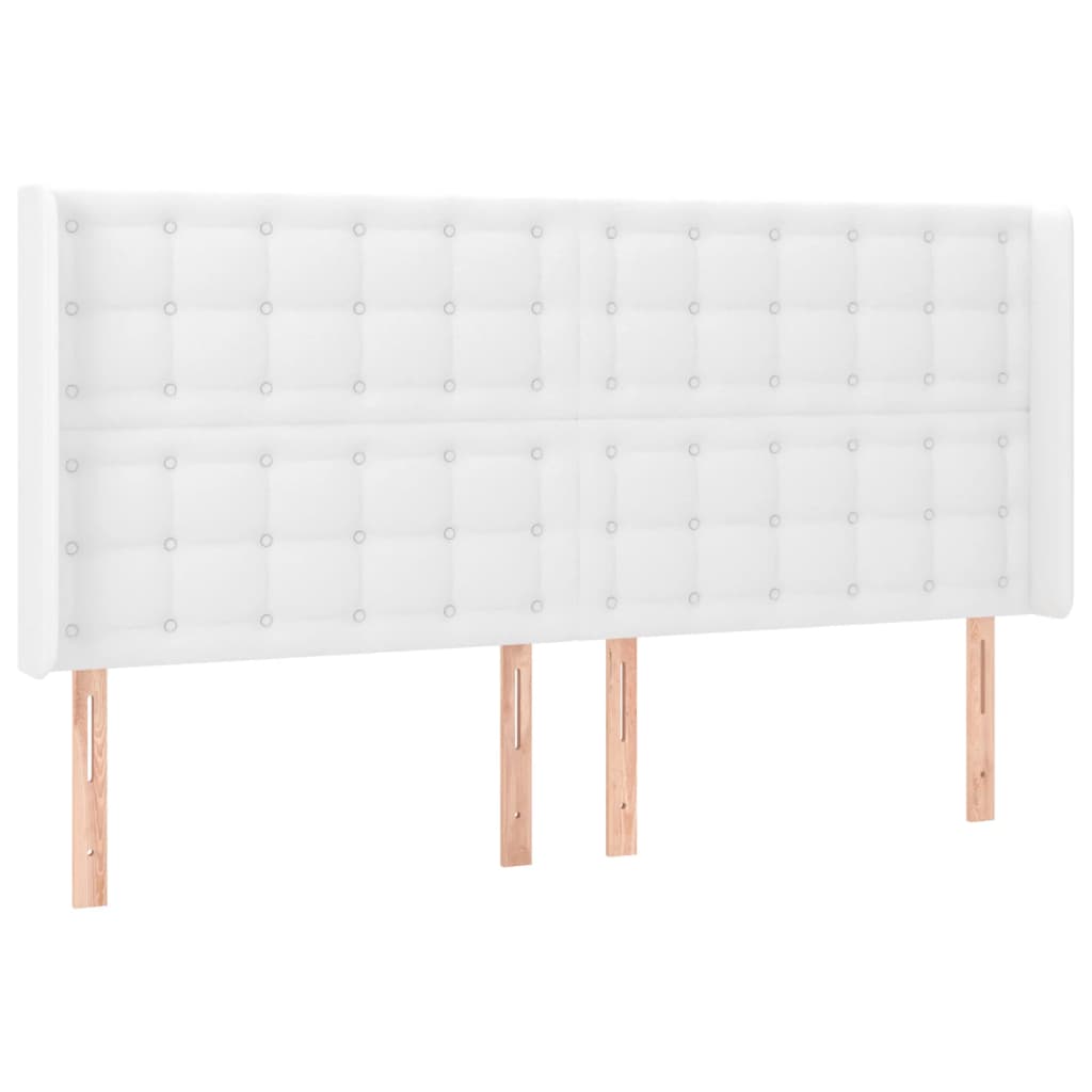 vidaXL Čelo postele typu ušák bílé 163x16x118/128 cm umělá kůže