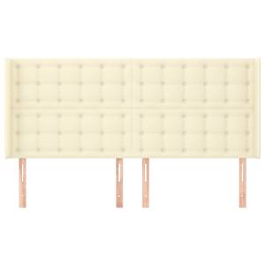 Čelo postele typu ušák krémové 163x16x118/128 cm umělá kůže - obrázek 3