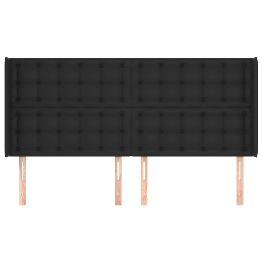 vidaXL Hoofdbord met randen 183x16x118/128 cm kunstleer zwart afbeelding