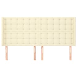 vidaXL sengegavl med kanter 183x16x118/128 cm kunstl&aelig;der cremefarvet