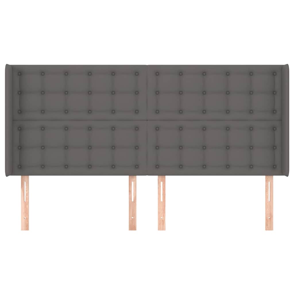 vidaXL Hoofdbord met randen 183x16x118/128 cm kunstleer grijs, foto 2