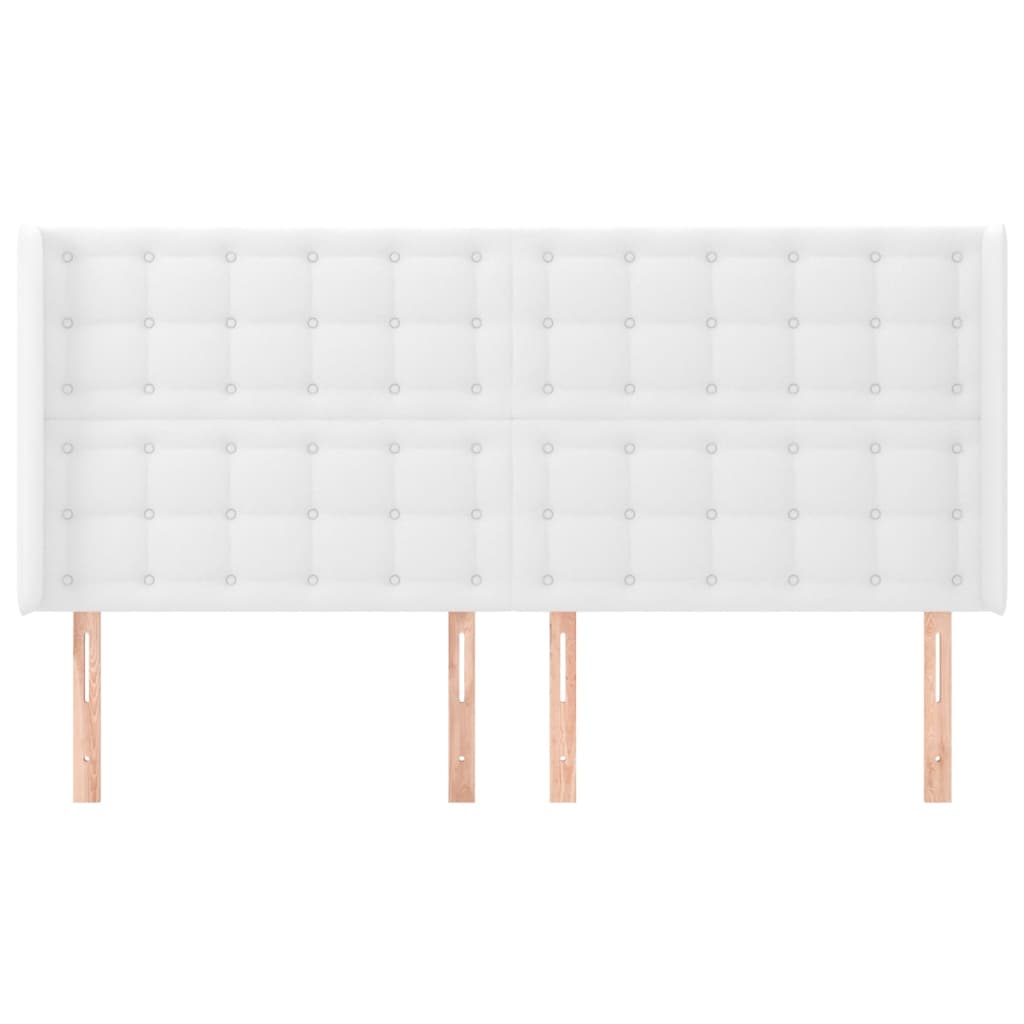 vidaXL Hoofdbord met randen 203x16x118/128 cm kunstleer wit afbeelding