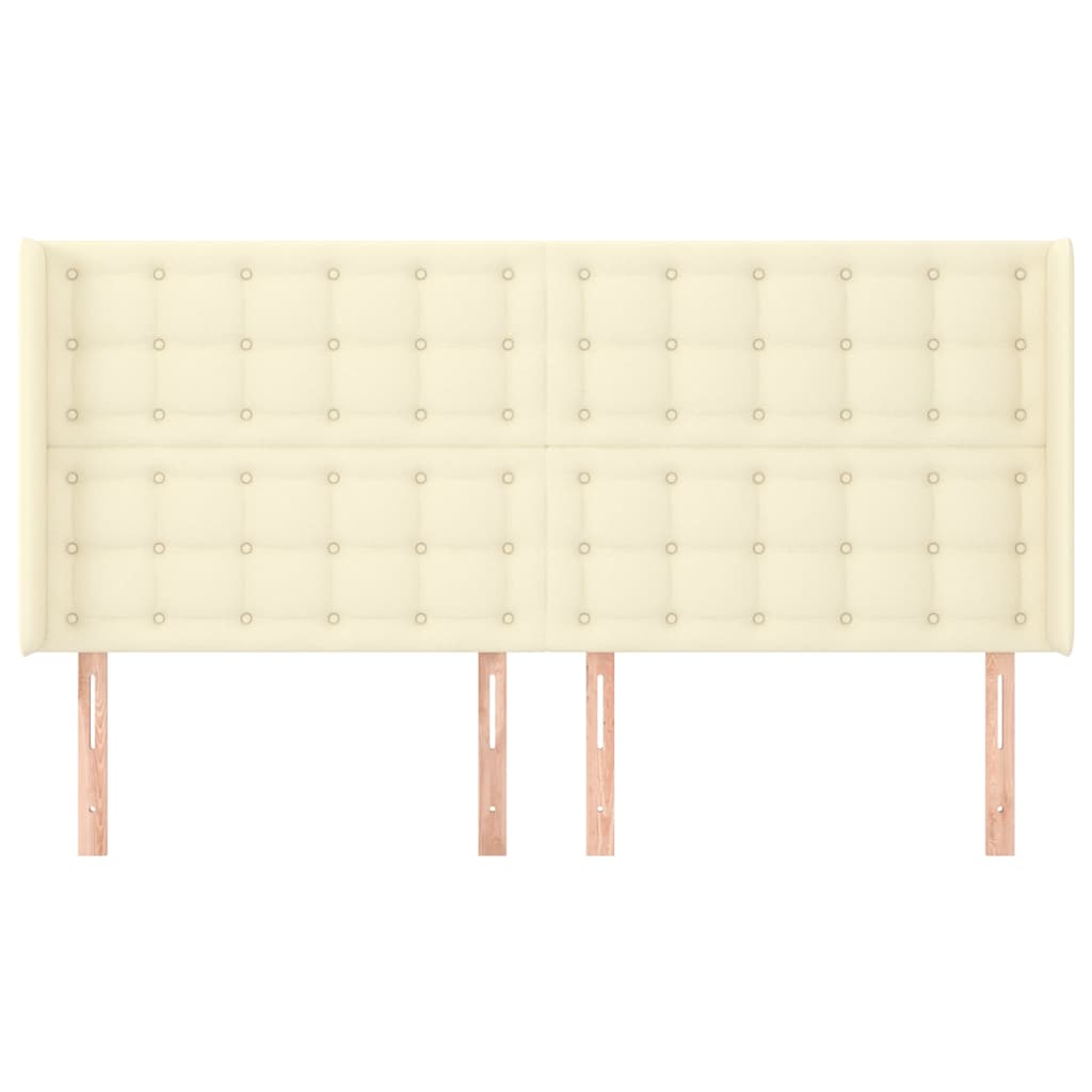 vidaXL Hoofdbord met randen 203x16x118/128 cm kunstleer crèmekleurig, foto 2