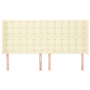 Čelo postele typu ušák krémové 203x16x118/128 cm umělá kůže - obrázek 3