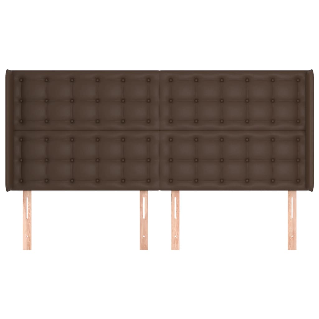 barna műbőr fejtámla szárnyakkal 203x16x118/128 cm