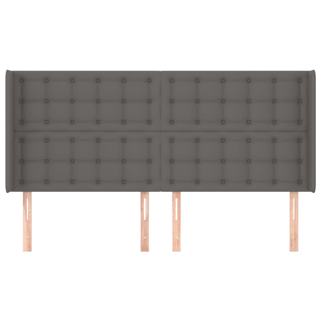 vidaXL Hoofdbord met randen 203x16x118/128 cm kunstleer grijs afbeelding