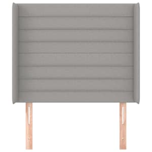 Čelo postele typu ušák světle šedé 83x16x118/128 cm textil - obrázek 3