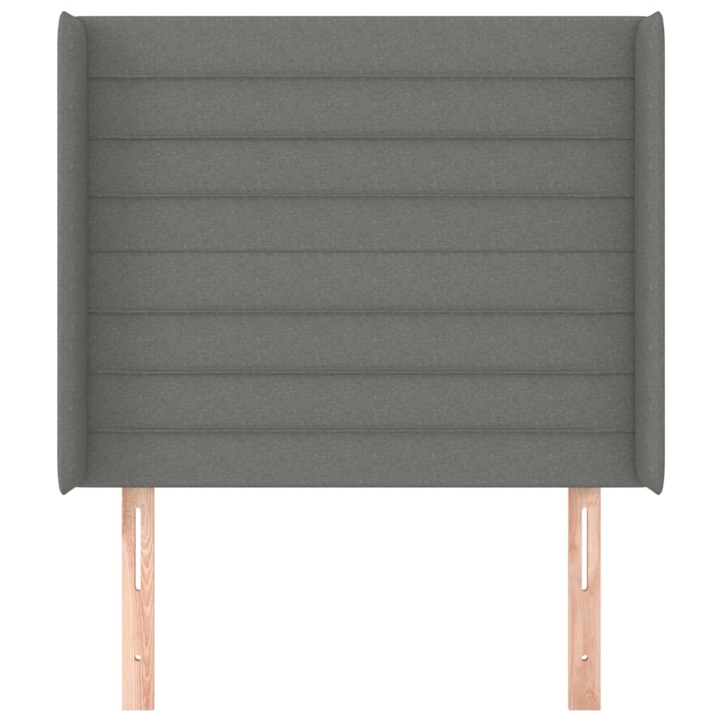 vidaXL Hoofdbord met randen 83x16x118/128 cm stof donkergrijs afbeelding