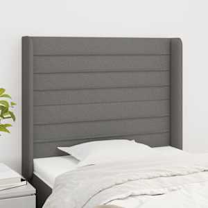 Čelo postele typu ušák tmavě šedé 83x16x118/128 cm textil - obrázek 1