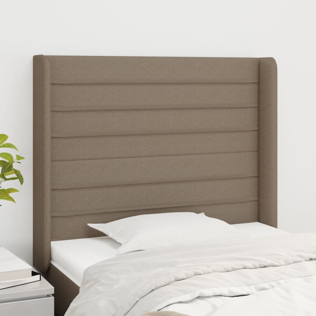 vidaXL Tête de lit avec oreilles Taupe 83x16x118/128 cm Tissu