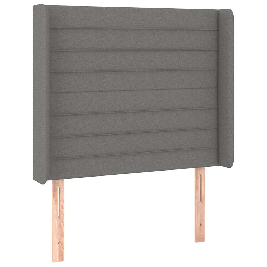 vidaXL Hoofdbord met randen 93x16x118/128 cm stof donkergrijs grijs, foto 3