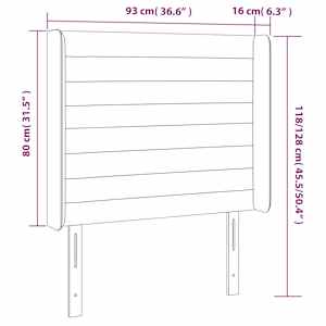 Čelo postele typu ušák tmavě šedé 93x16x118/128 cm textil - obrázek 9