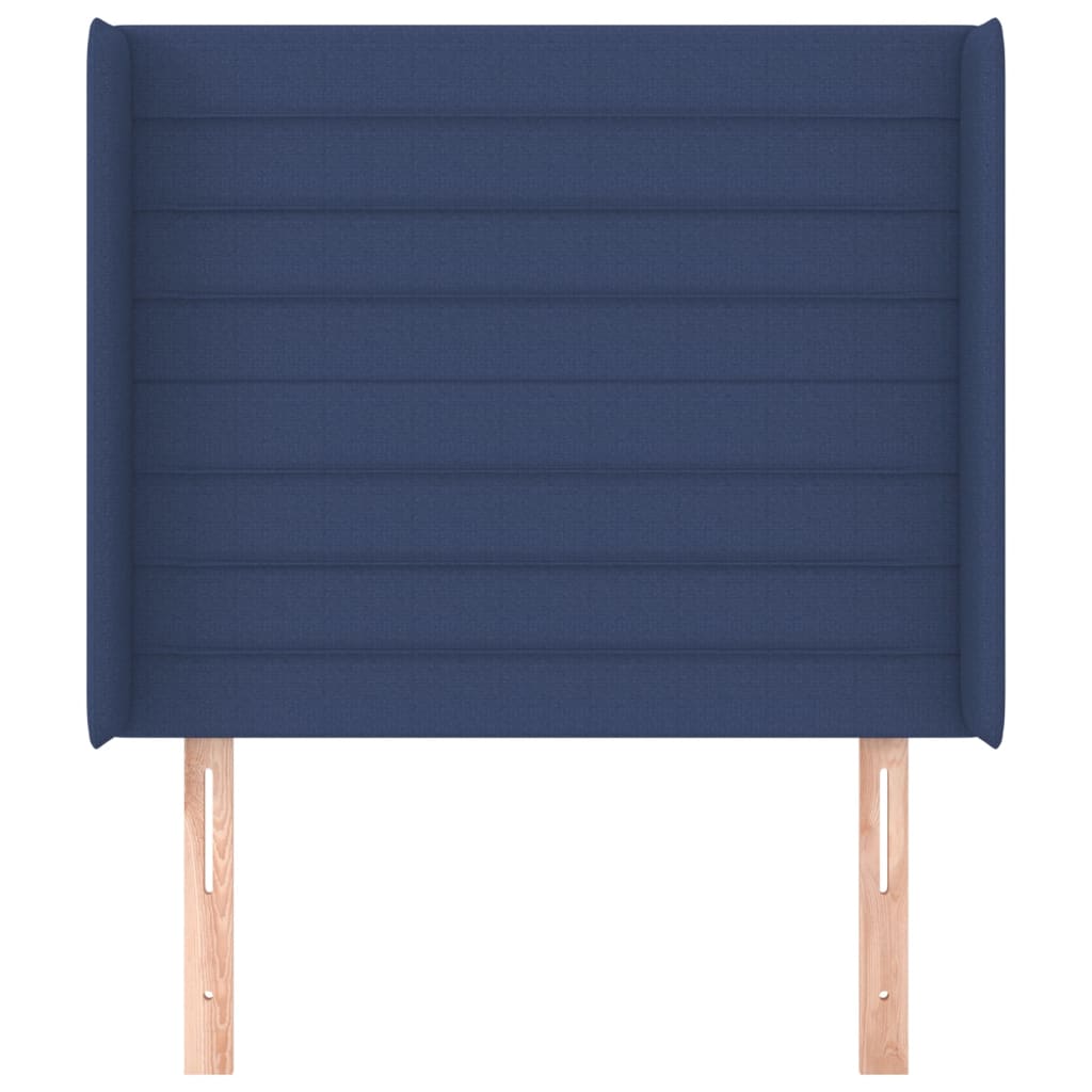 vidaXL Hoofdbord met randen 103x16x118/128 cm stof blauw afbeelding