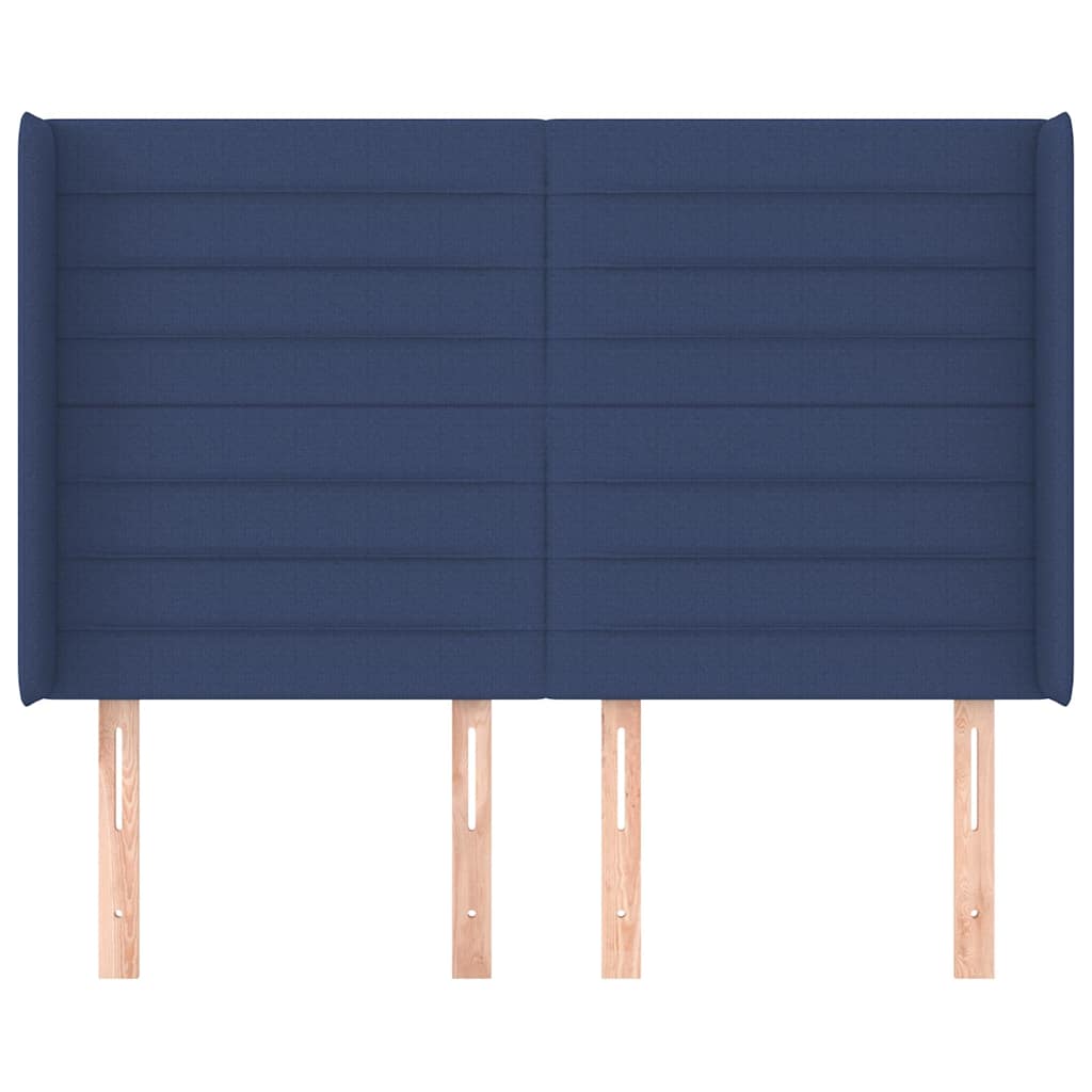vidaXL Hoofdbord met randen 147x16x118/128 cm stof blauw, foto 2