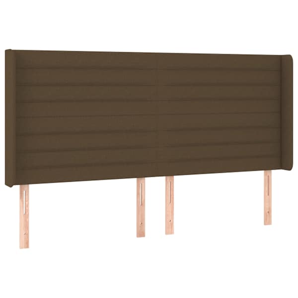 vidaXL voodipeats servadega, tumepruun, 163x16x118/128 cm, kangas