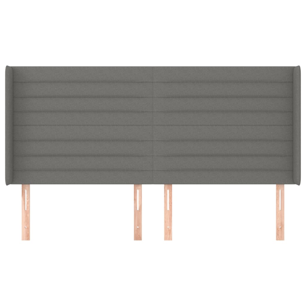 vidaXL Hoofdbord met randen 183x16x118/128 cm stof donkergrijs afbeelding
