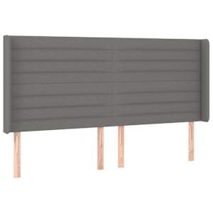 Čelo postele typu ušák tmavě šedé 203x16x118/128 cm textil - obrázek 2