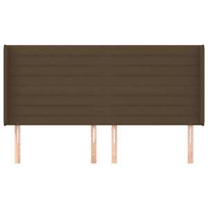 Čelo postele typu ušák tmavě hnědé 203x16x118/128 cm textil - obrázek 3