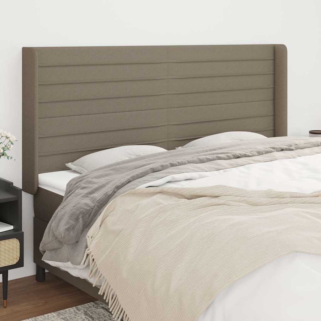 vidaXL Hoofdbord met randen 203x16x118/128 cm stof taupe3119746