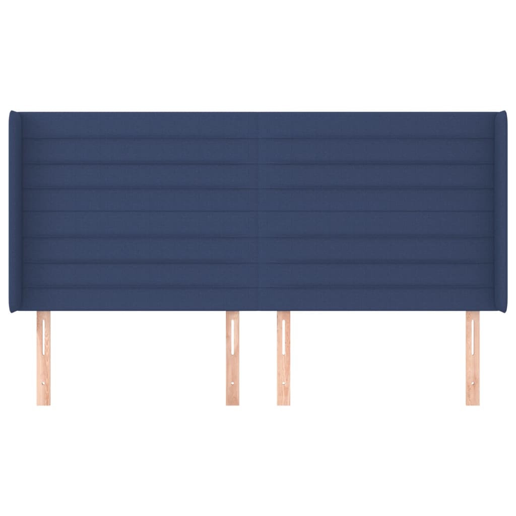 vidaXL Hoofdbord met randen 203x16x118/128 cm stof blauw afbeelding