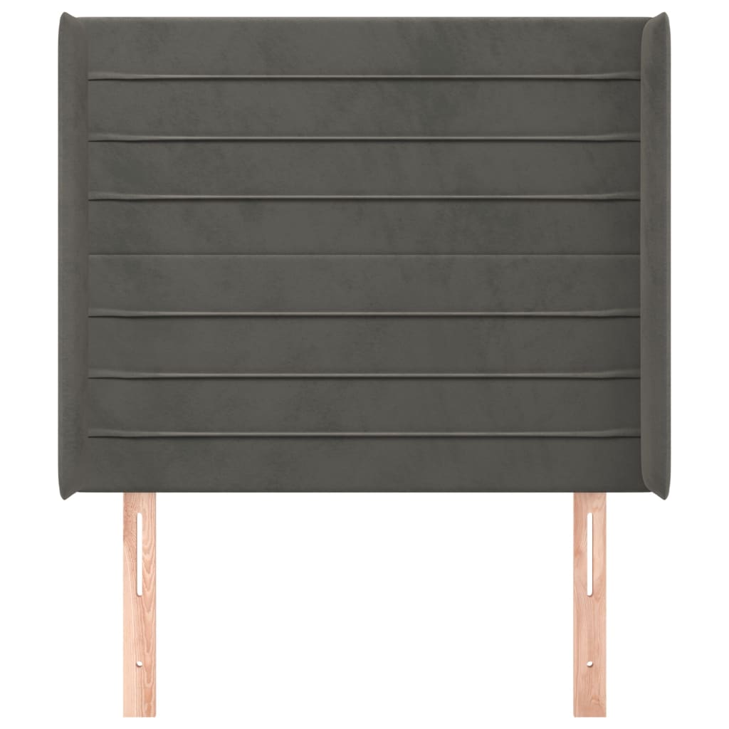 vidaXL Hoofdbord met randen 83x16x118/128 cm fluweel donkergrijs afbeelding