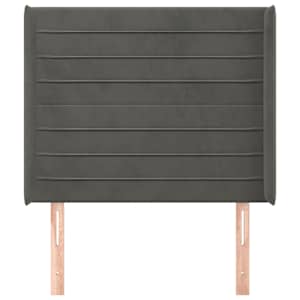 Čelo postele typu ušák tmavě šedé 83x16x118/128 cm samet - obrázek 3